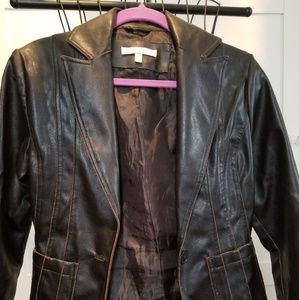 Faux leather brown jacket